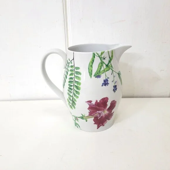 Spode English Floral Pitcher 7.5" Tall 2006 Williams-Sonoma Exclusive - Picture 3 of 7